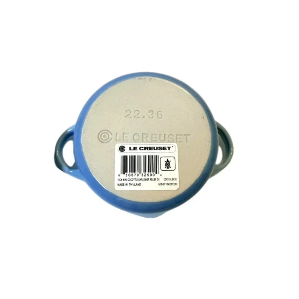 Le Creuset Coastal Blue Sunflower Mini Cocotte 8 Oz
